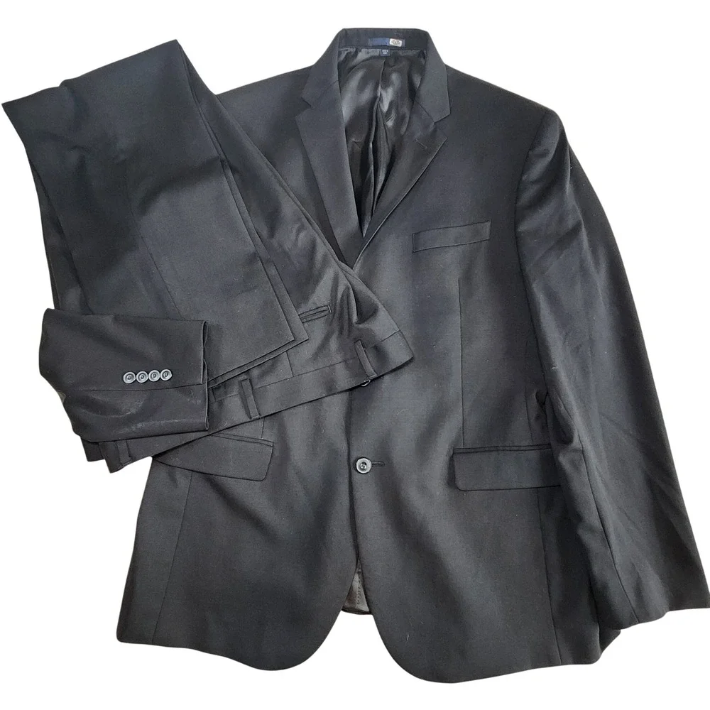 JOS A BANK 1905 2-piece Suit Mens 43R Slim Jacket 35R Pants Black Wool Office